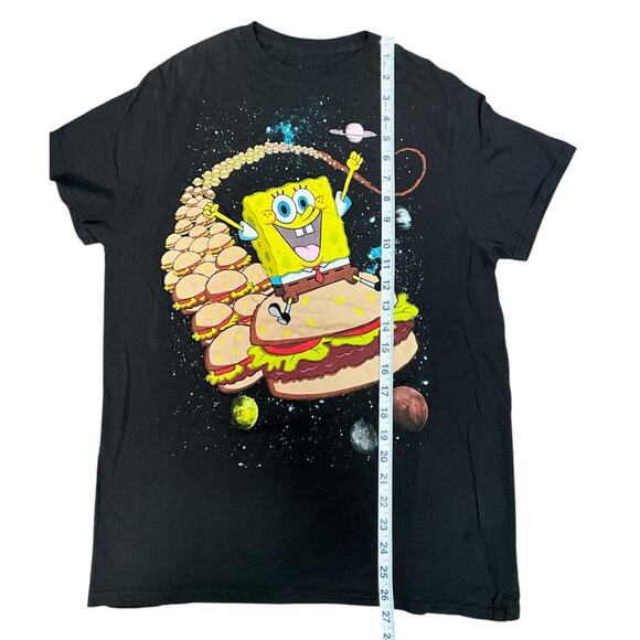 Nickelodeon Spnongebob Squarepants T-Shirt Medium Flying Burgers Black - Picture 4 of 5
